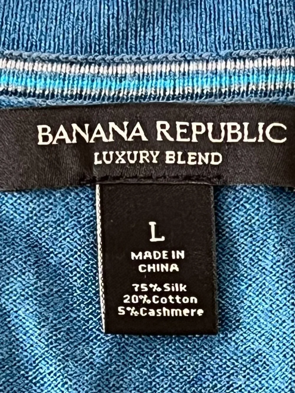Banana Republic Silk Cotton Cashmere Blend V-Neck Sweater Turquoise Blue Large